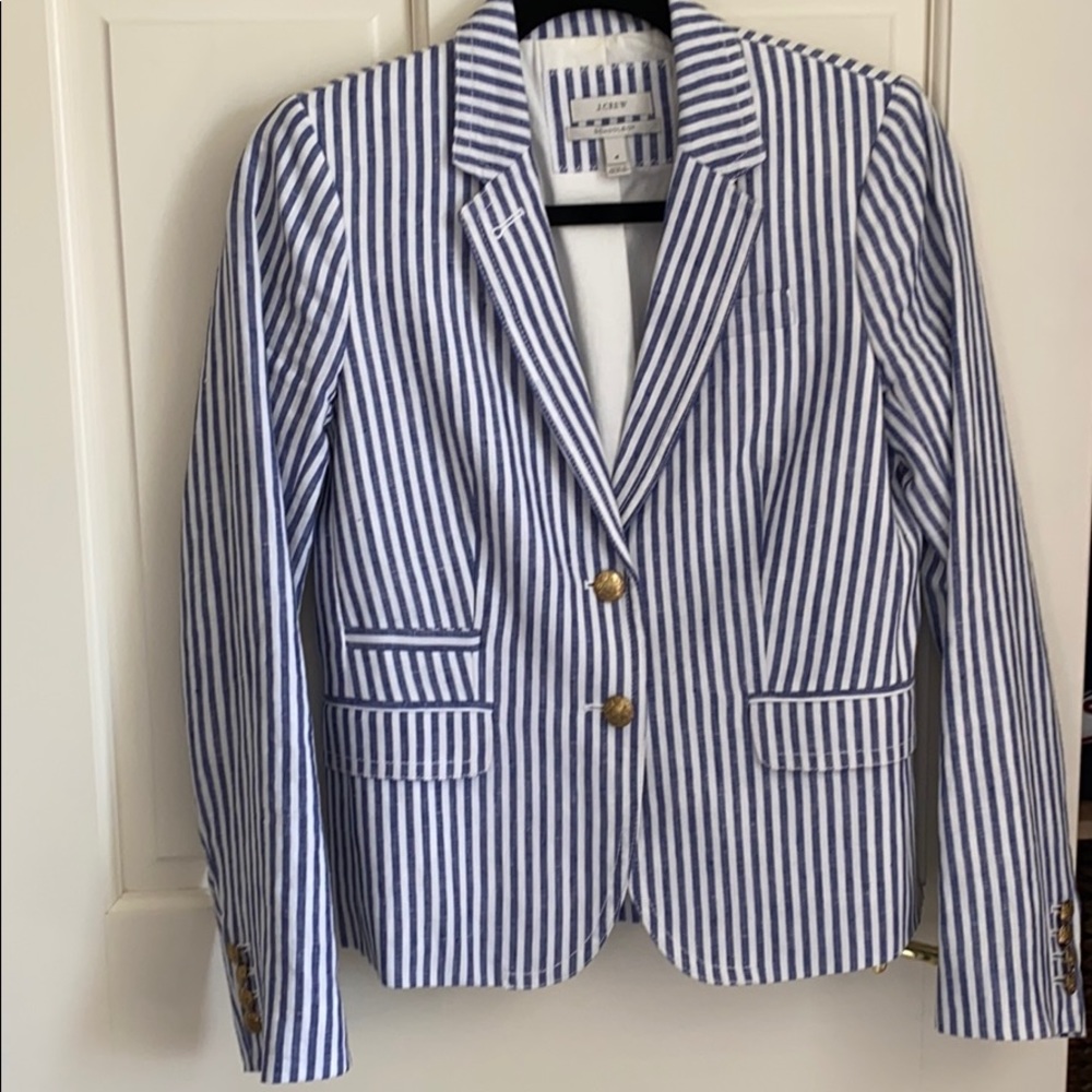 J.Crew Schoolboy Blazer, linen w/gold buttons SZ 4